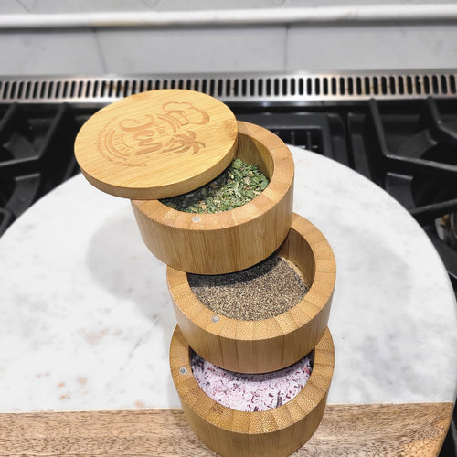 Tier Bamboo Spice Jar salt box seasoning cellar – ChefJenCuisine